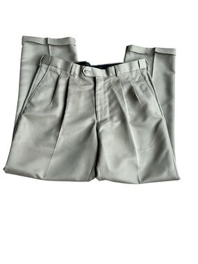 Savane Tan Pleated Dress Pants 36x32 Polyester